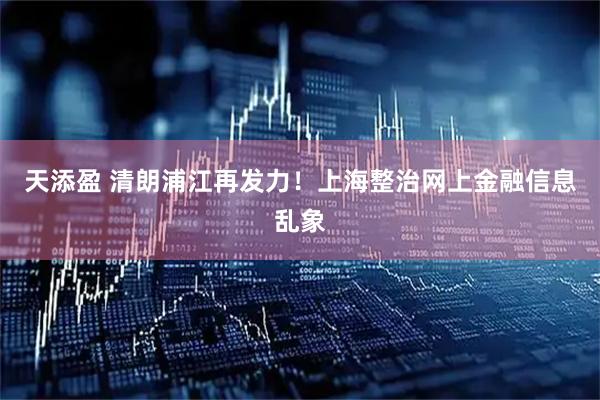 天添盈 清朗浦江再发力！上海整治网上金融信息乱象